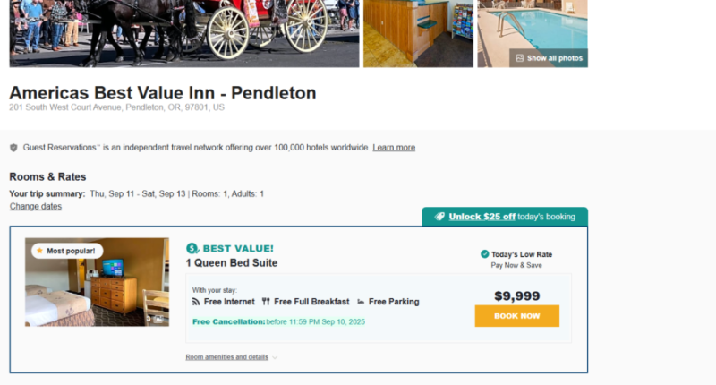 Pendleton hotel listing rooms for $10K during the Round-Up. Here's why