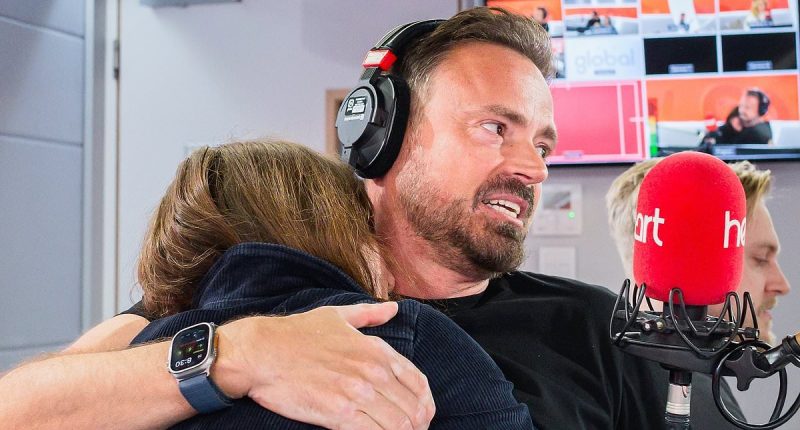 The emotional moment Jamie Theakston, 54, hugs pals Davina and Amanda