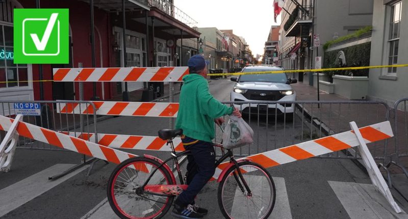 There are pedestrian barriers on Bourbon Street