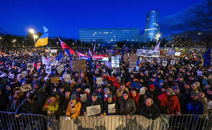 Thousands rally across Slovakia to protest prime minister's pro-Russia policies
