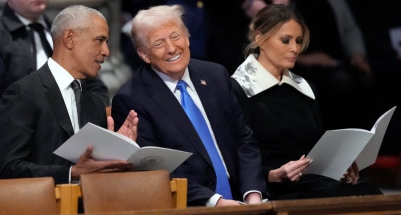 Trump, Obama exchange pleasantries at Carter funeral after long-standing rivalry