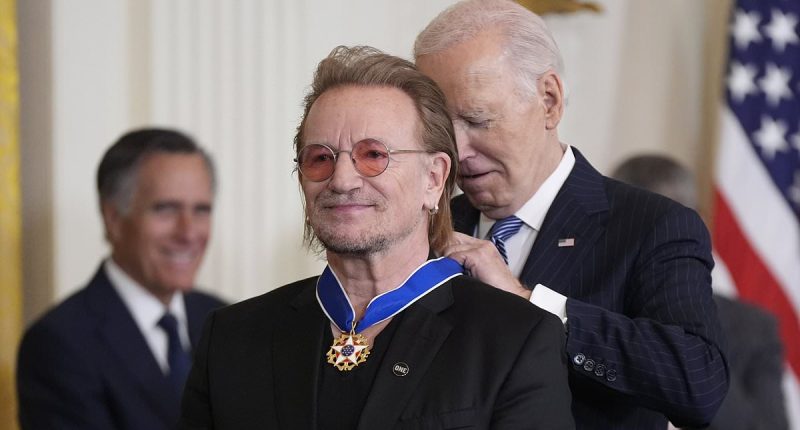 U2 frontman Bono is awarded US Presidential Medal of Freedom