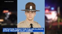 Visitation held Thursday for fallen Illinois State Police Trooper Clay Carns, who was killed while clearing debris on I-55