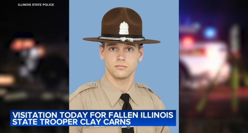 Visitation held Thursday for fallen Illinois State Police Trooper Clay Carns, who was killed while clearing debris on I-55