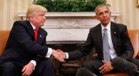 Donald Trump and Barack Obama meeting in the White House after the former's election win.