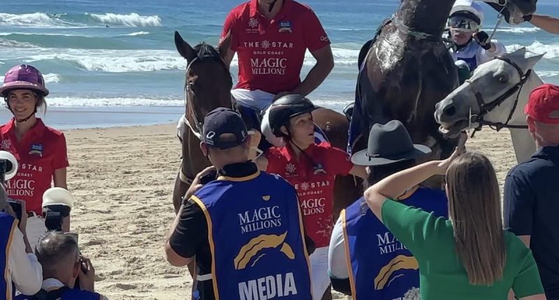 Zara Tindall narrowly avoids serious injury as horse rears up and lands on her during Australian photoshoot - six months after her mother Princess Anne was kicked in the head in riding accident and left with memory loss