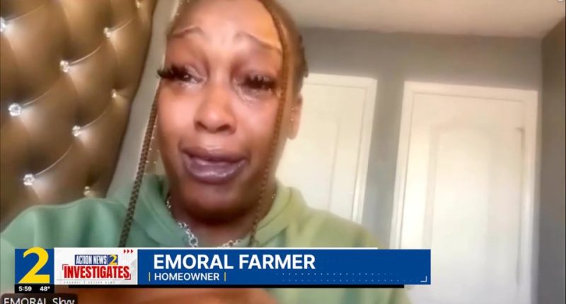 Homeowner crying during a news interview.