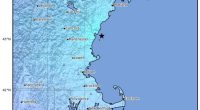 Map showing macroseismic intensity from an M3.9 earthquake near York Harbor, Maine.