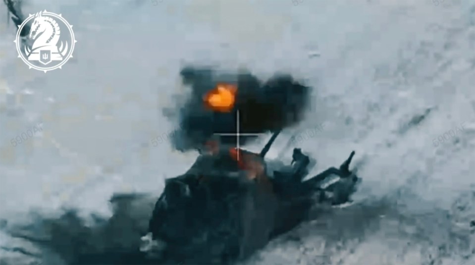Drone footage of a Vladimir Putin armored convoy being destroyed.