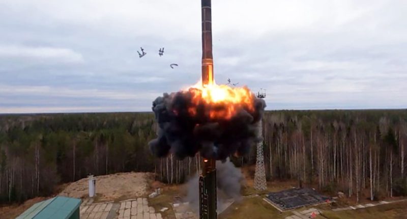 Launch of a Russian Yars intercontinental ballistic missile.