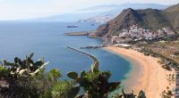 Aerial view of Playa de Las Teresitas beach in Tenerife.
