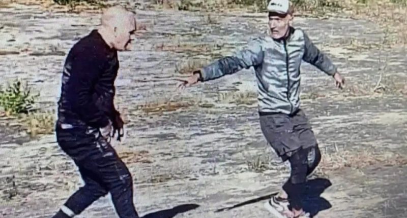 CCTV image of two escapees running.