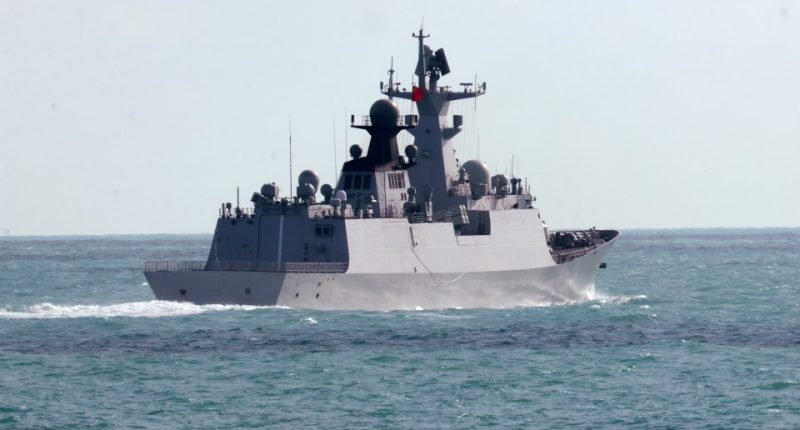 PLA Navy Jiangkai-class frigate Hengyang in the Torres Strait.