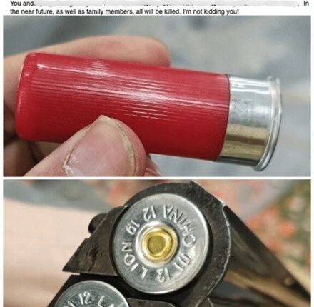 Threatening email and images of shotgun shells.
