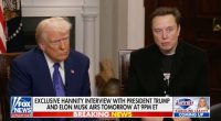 Screenshot of Donald Trump and Elon Musk in a Fox News interview.