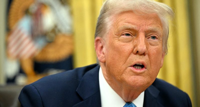 President Trump speaking to the press.