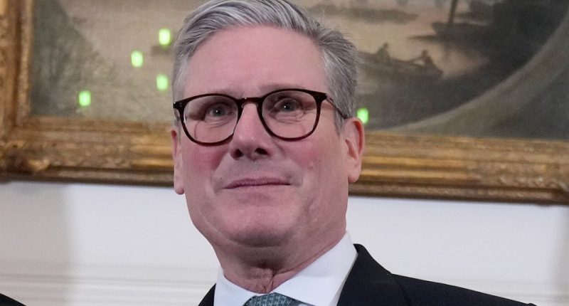 Keir Starmer and Mette Frederiksen shaking hands at 10 Downing Street.