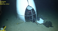 Debris of the OceanGate submersible on the ocean floor.