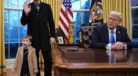 Elon Musk and his son with President Trump in the Oval Office.