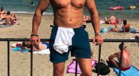 Jack Fraser, Ex on the Beach star, on a beach.