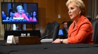 Linda McMahon testifying before a Senate committee.