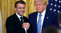 President Macron and President Trump shaking hands.