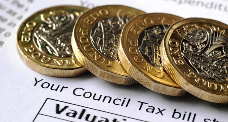 One pound coins on a council tax bill.