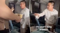 Furious passenger screams at another flyer in wild seat-rage video: 'It's your f--king problem!'
