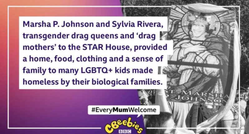 Image of Marsha P. Johnson and Sylvia Rivera, with text describing their work providing housing and support for LGBTQ+ youth.