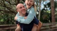 Gabby Petito and Brian Laundrie in a piggyback ride.