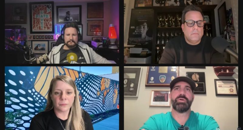 Video conference featuring four individuals discussing Gabby Petito.