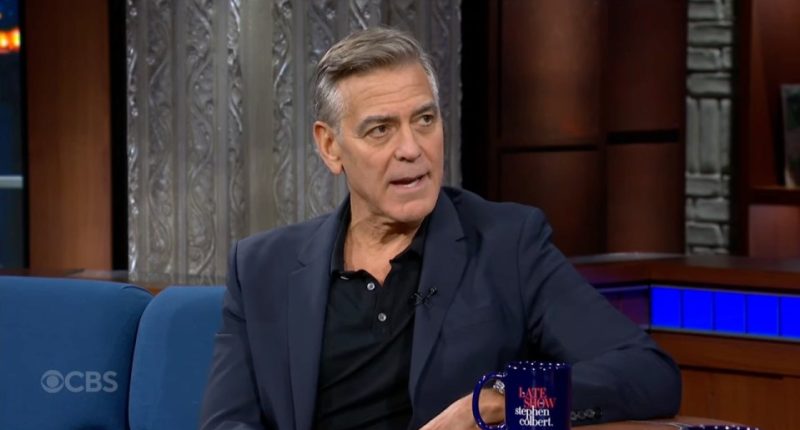 George Clooney on the Late Show with Stephen Colbert.