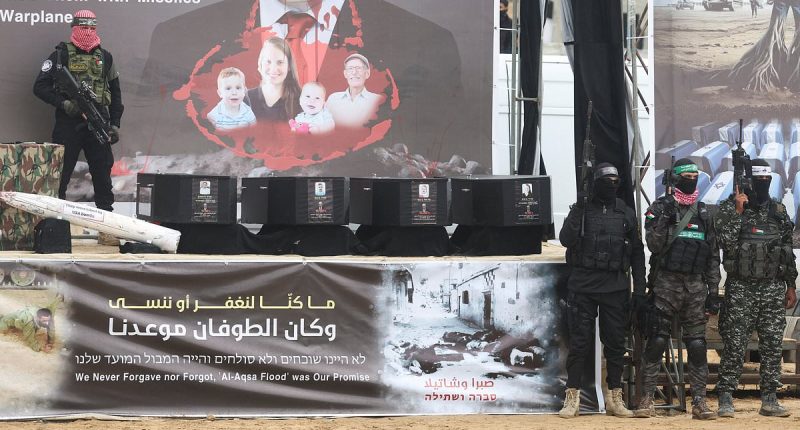 Hamas terrorists hand over bodies of October 7 hostages