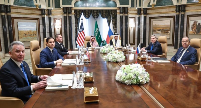 Meeting of US and Russian officials with Saudi Arabian officials in Riyadh.