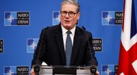 Keir Starmer speaking at a NATO press conference.