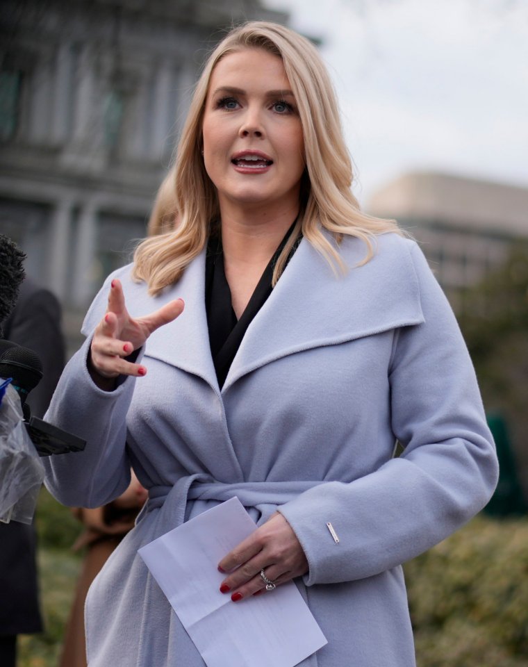 White House press secretary Karoline Leavitt speaking to reporters.