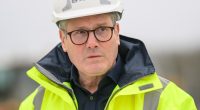Prime Minister Keir Starmer at a housing construction site.