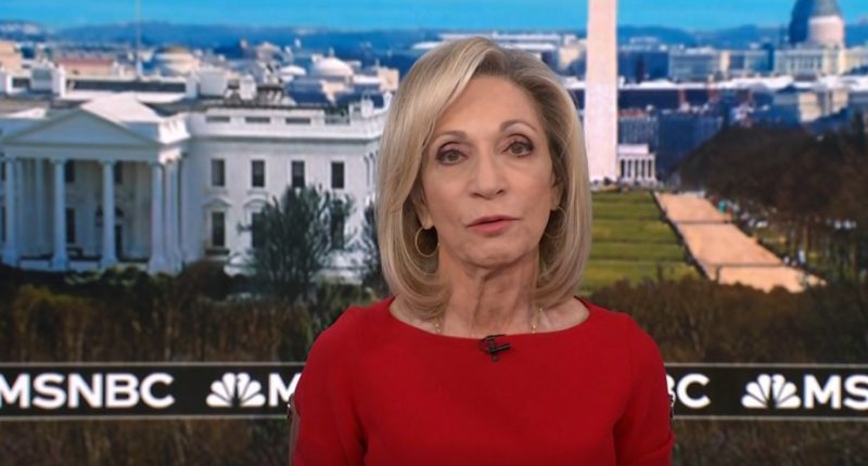 News anchor in red dress against Washington, D.C. backdrop.