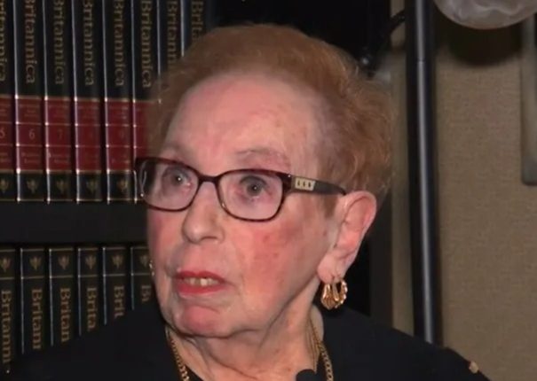 84-year-old woman discussing legislation to prevent fraudulent bank schemes.