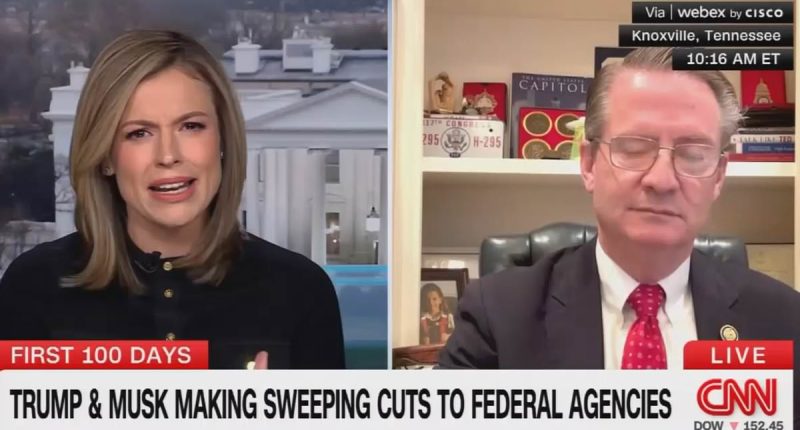 Moment Republican closes his eyes in boredom as CNN host grills him