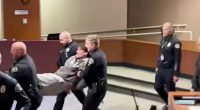 Chris Kluwe being carried out of a council meeting by security.
