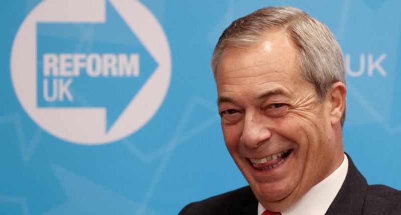 Nigel Farage, leader of the Reform UK party, smiling.