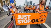 Just Stop Oil protest on London Bridge.