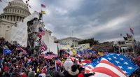 Pro-Trump supporters clashing with police at the US Capitol.
