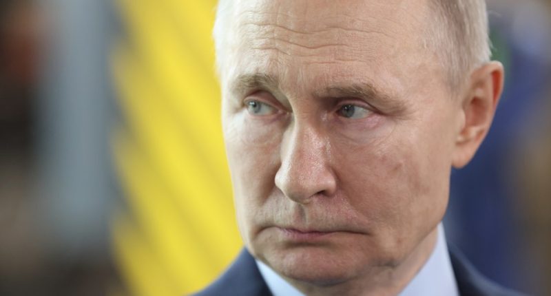 Vladimir Putin at an automobile plant.