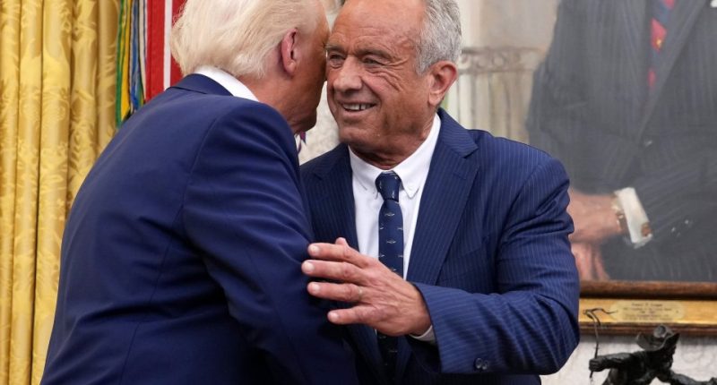 President Trump swearing in Robert F. Kennedy Jr. as HHS Secretary.