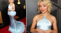 Sabrina Carpenter hits Grammys 2025 red carpet in showgirl style