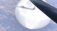 Close-up photo of a Chinese spy balloon taken from a U-2 surveillance plane.