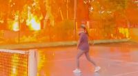 Shocking moment lightning strikes just metres from tennis player