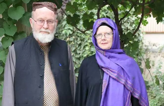 Portrait of an older man and woman.
